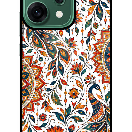 White Mayura Oppo Reno14 5G Glass Case