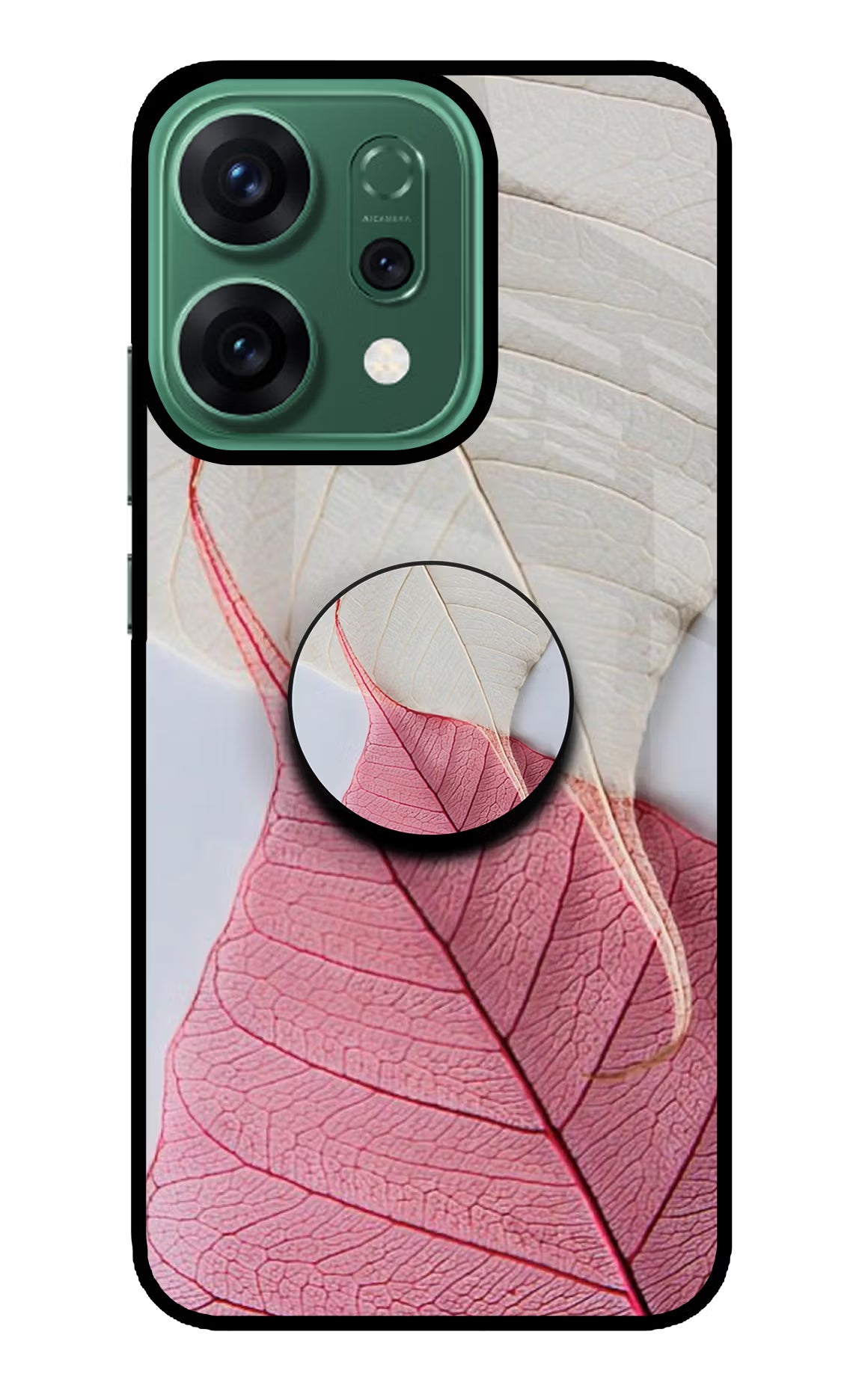 White Pink Leaf Oppo Reno14 5G Pop Case by Casekaro