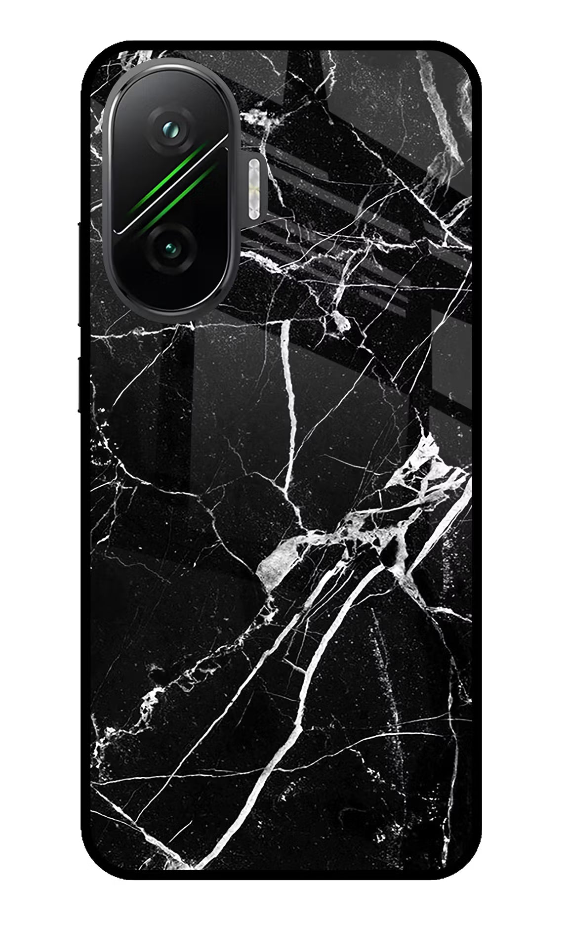 Black Marble Pattern Poco F7 5G Glass Case