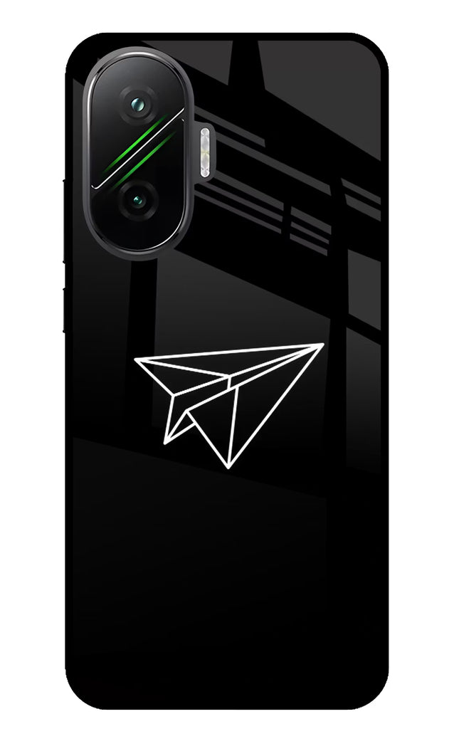 Paper Plane White Poco F7 5G Glass Case