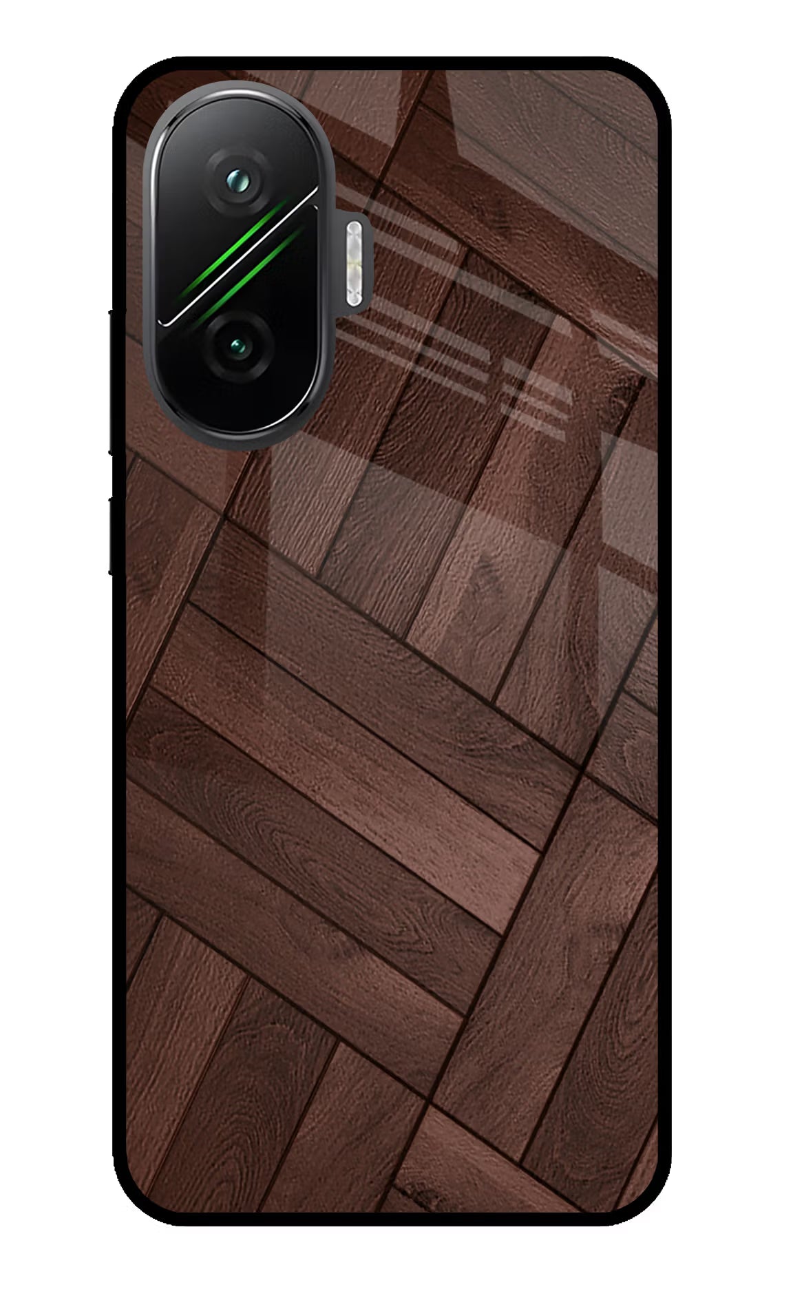 Wooden Texture Design Poco F7 5G Glass Case
