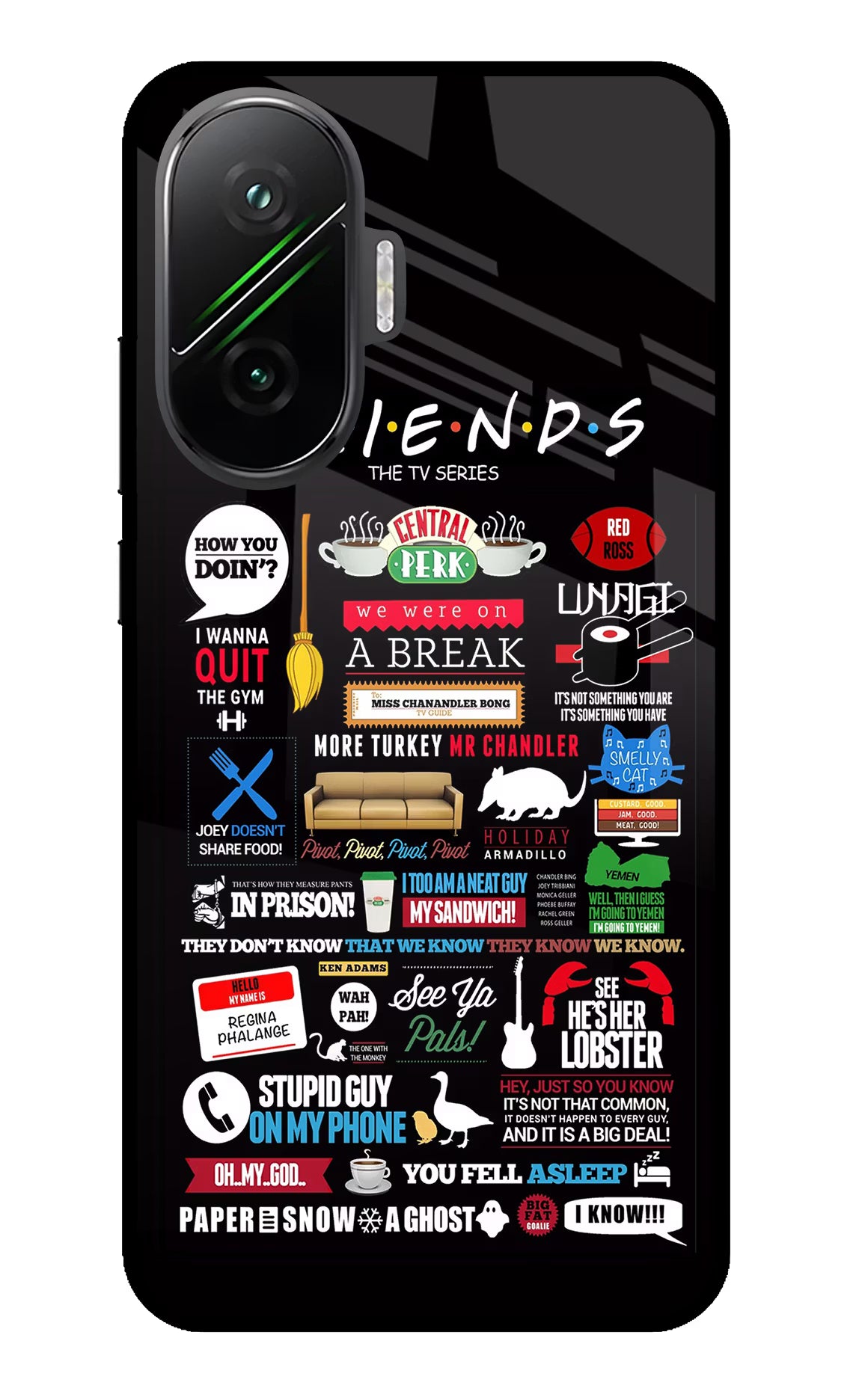 FRIENDS Poco F7 5G Glass Case Back Cover by Casekaro