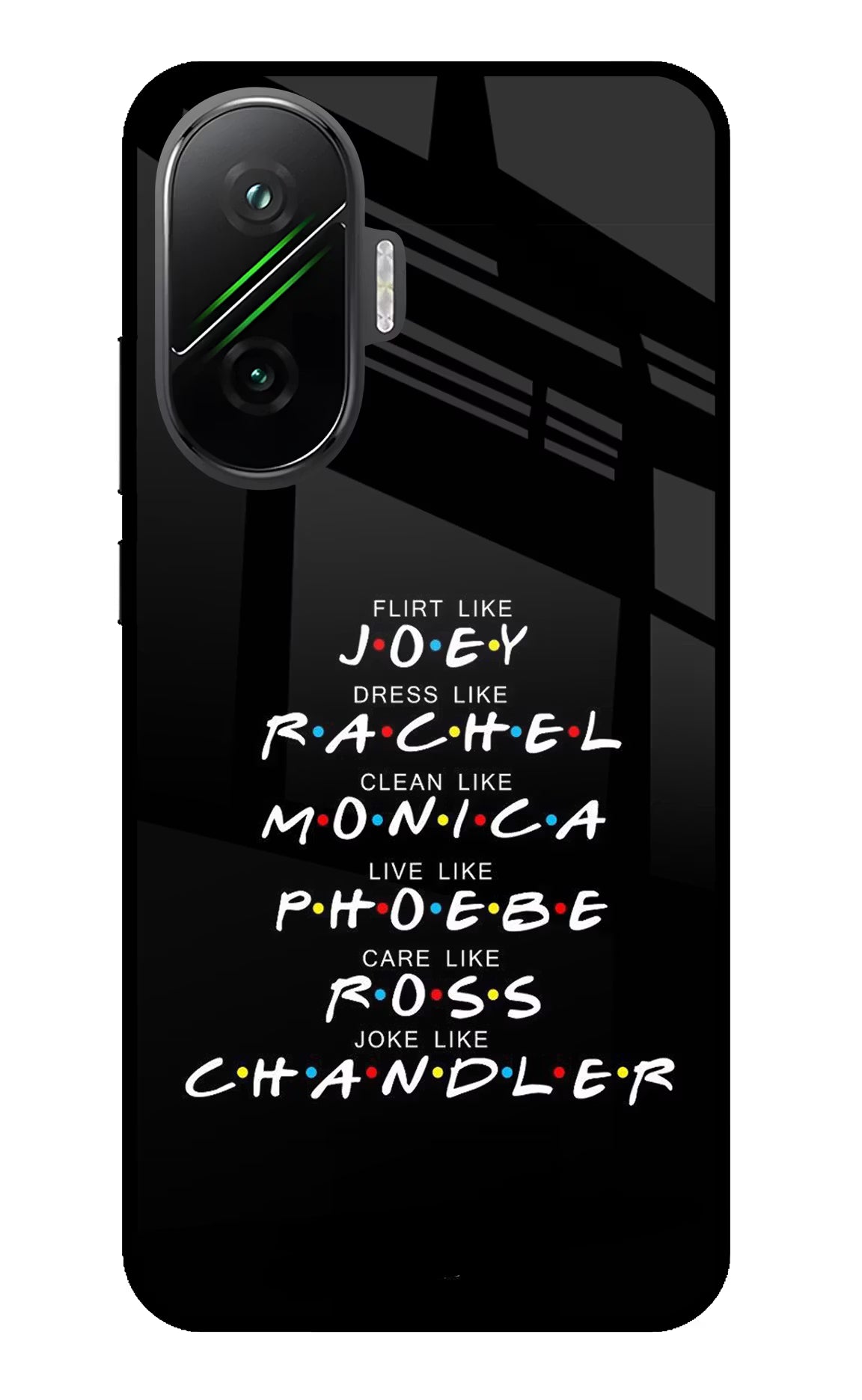 FRIENDS Character Poco F7 5G Glass Case Back Cover by Casekaro