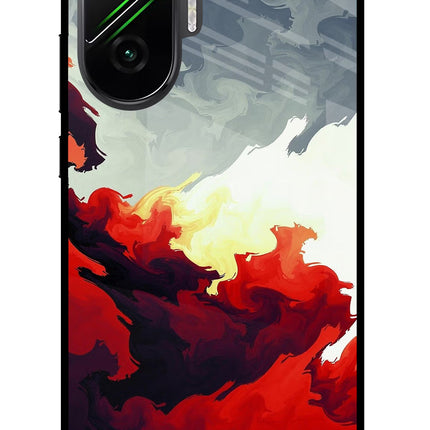 Fire Cloud Poco F7 5G Glass Case Back Cover by Casekaro