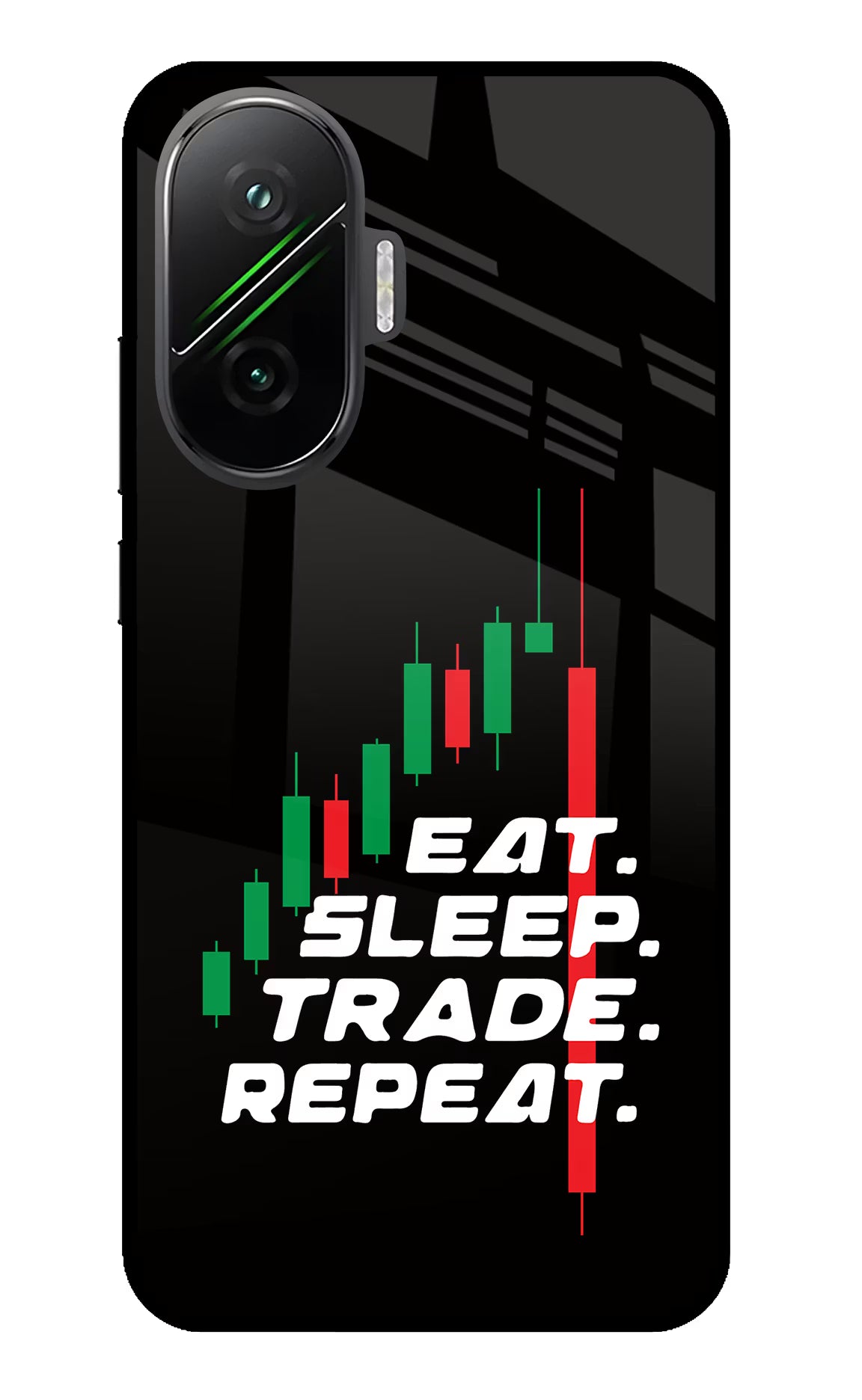Eat Sleep Trade Repeat Poco F7 5G Glass Case