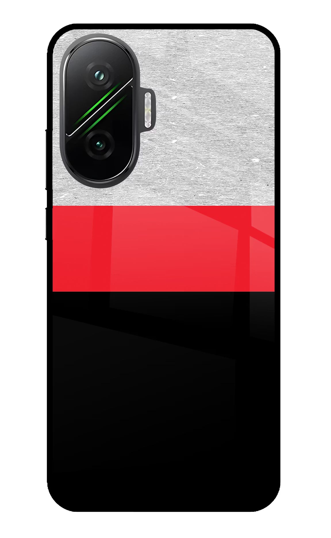 Tri Color Pattern Poco F7 5G Glass Case Back Cover by Casekaro