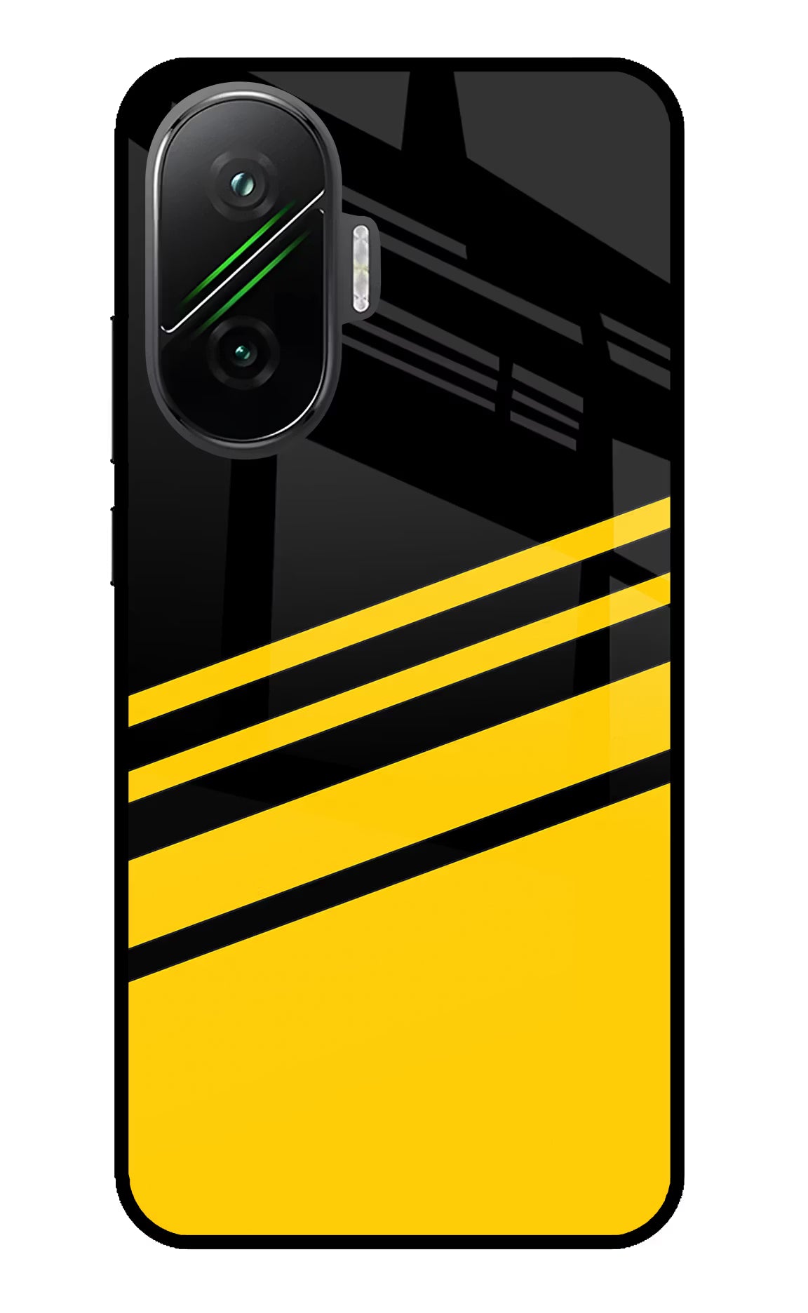 Yellow Shades Poco F7 5G Glass Case Back Cover by Casekaro