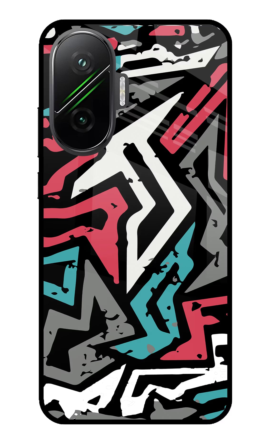 Geometric Graffiti Poco F7 5G Glass Case Back Cover by Casekaro