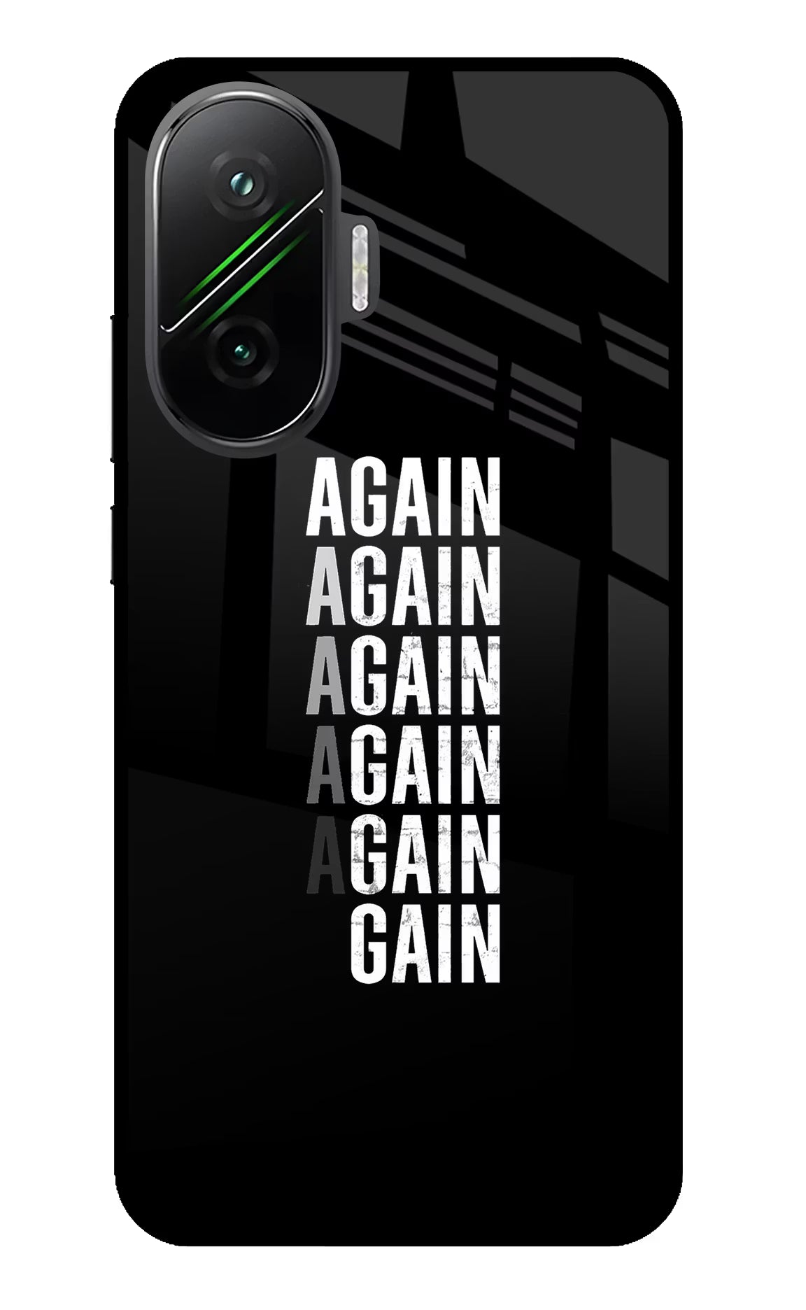 Again Again Gain Poco F7 5G Glass Case Back Cover by Casekaro