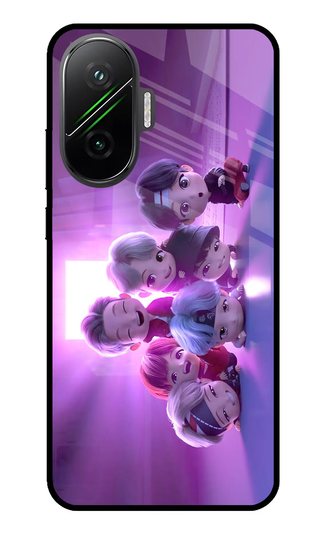BTS Chibi Poco F7 5G Glass Case Back Cover by Casekaro