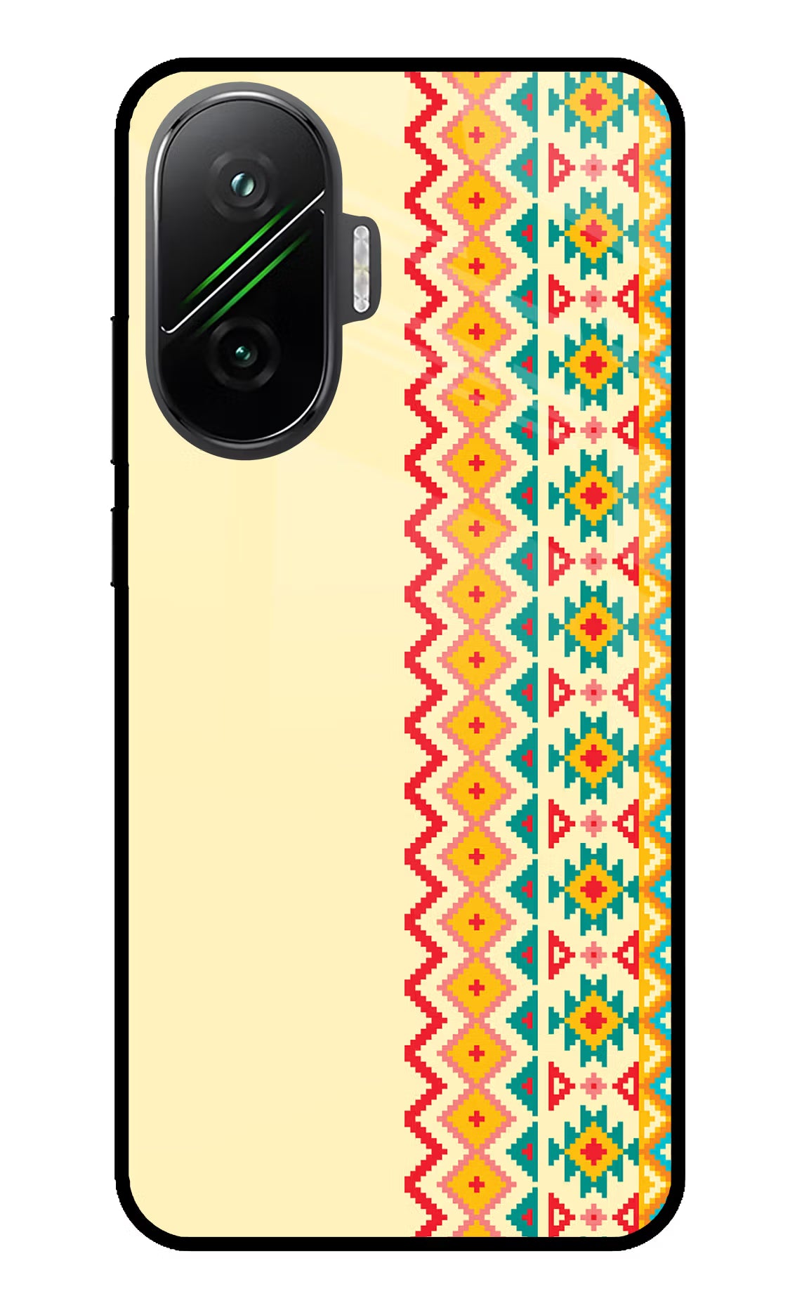 Ethnic Seamless Poco F7 5G Glass Case Back Cover by Casekaro