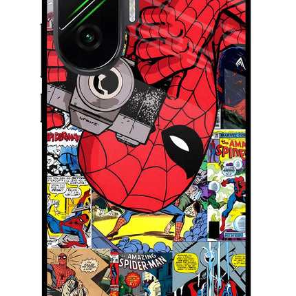 Spider Man Poco F7 5G Glass Case Back Cover by Casekaro