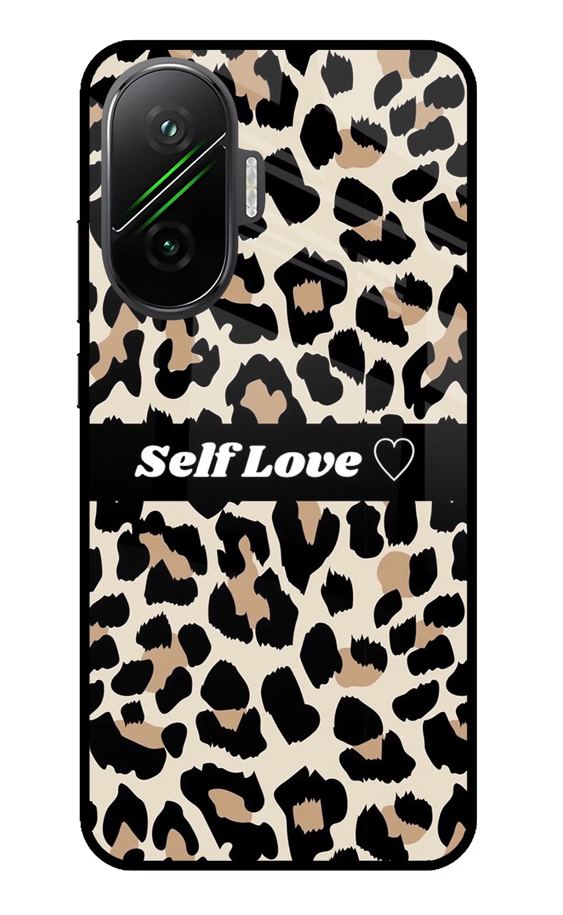 Leopard Print Self Love Poco F7 5G Glass Case