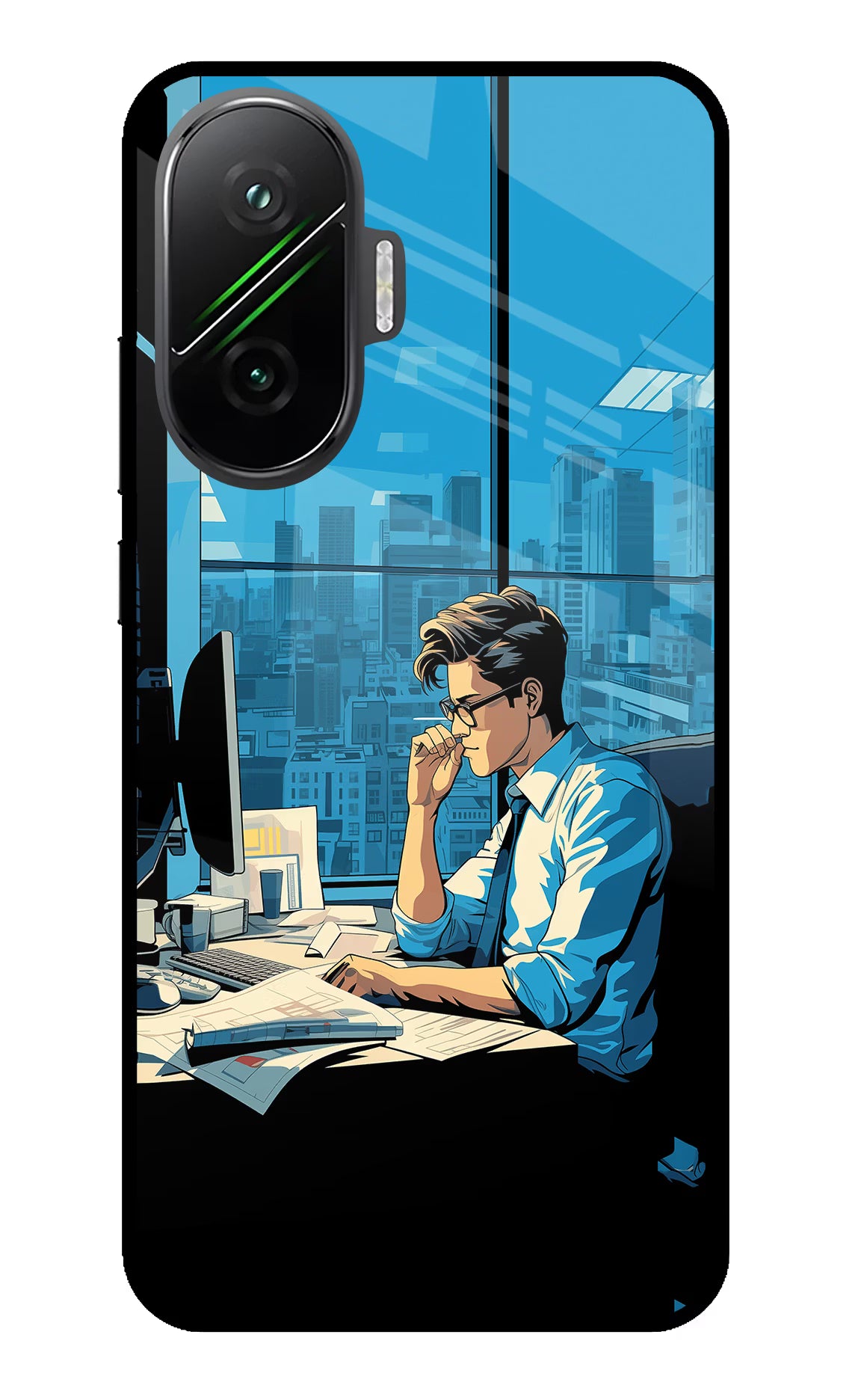 Focused Hustler (AI Generated) Poco F7 5G Glass Case Back Cover by Casekaro
