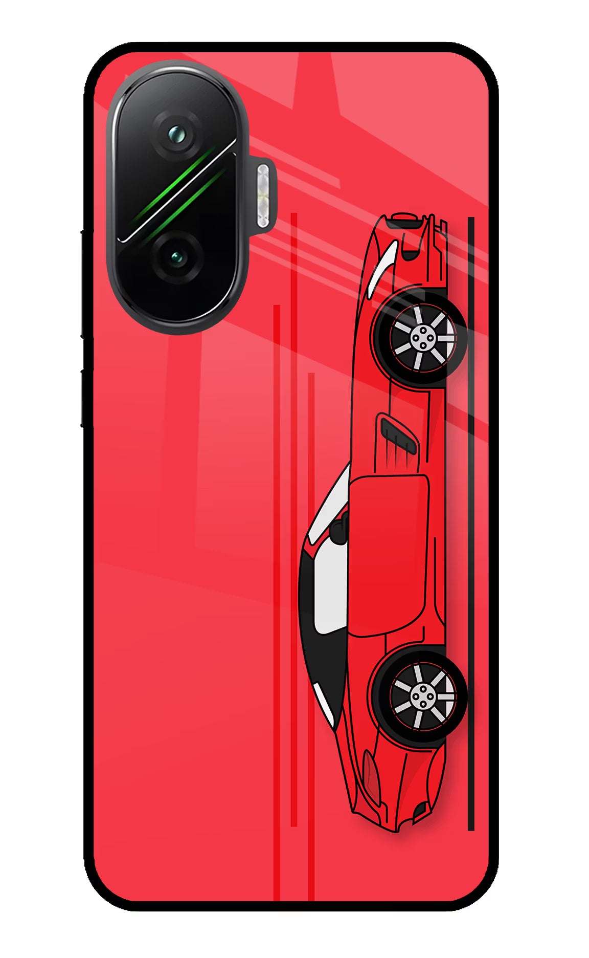 Red Velocity Poco F7 5G Glass Case Back Cover by Casekaro