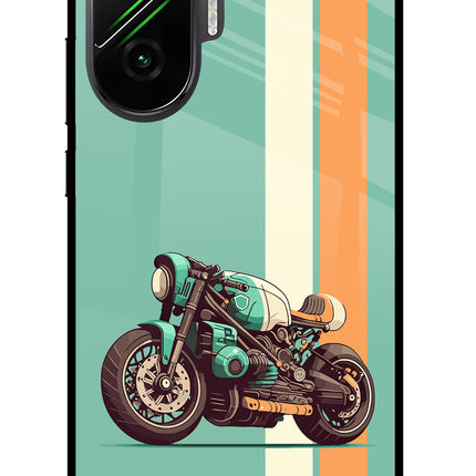Striped Moto Drift Poco F7 5G Glass Case