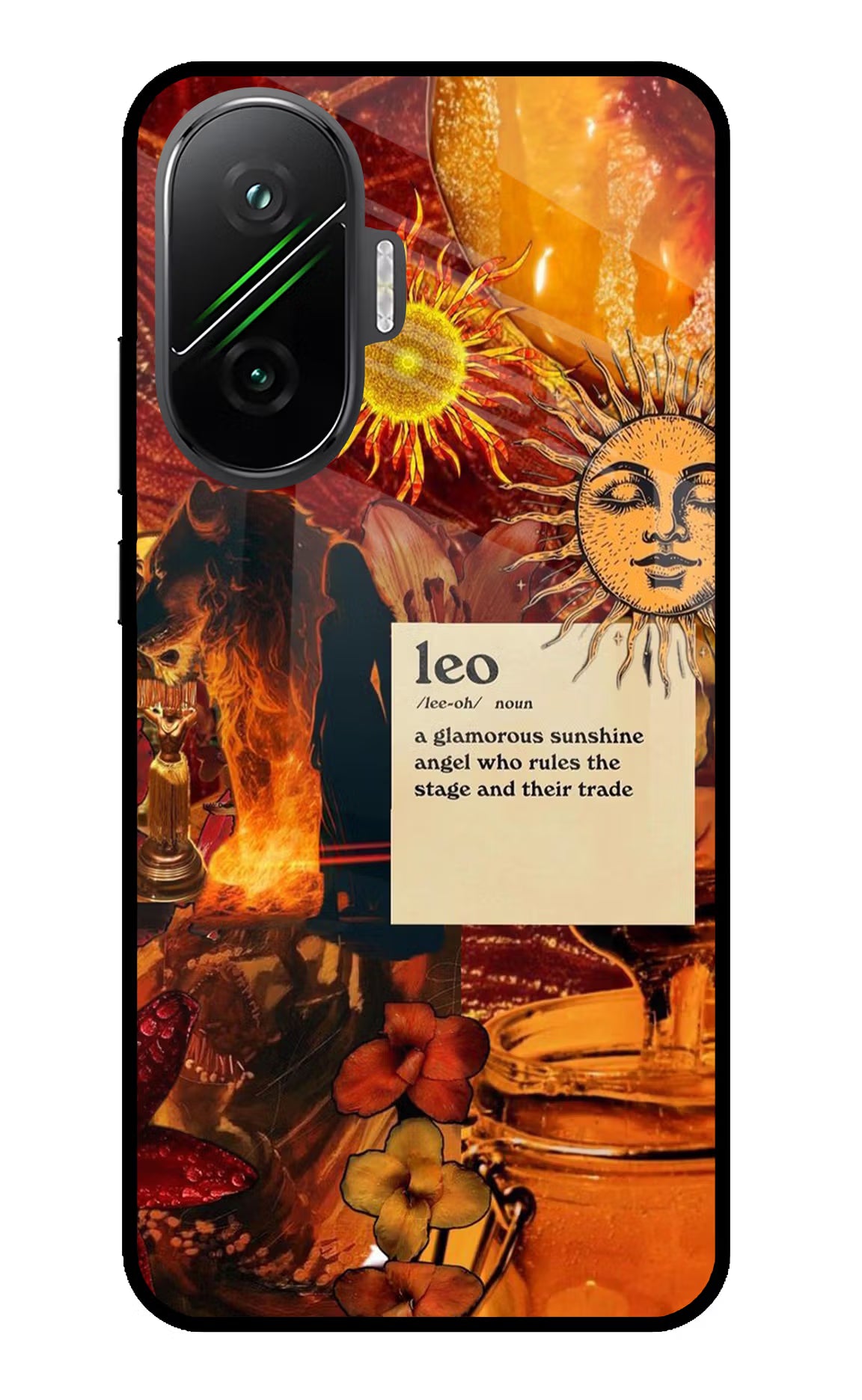 Leo Zodiac Poco F7 5G Glass Case Back Cover by Casekaro