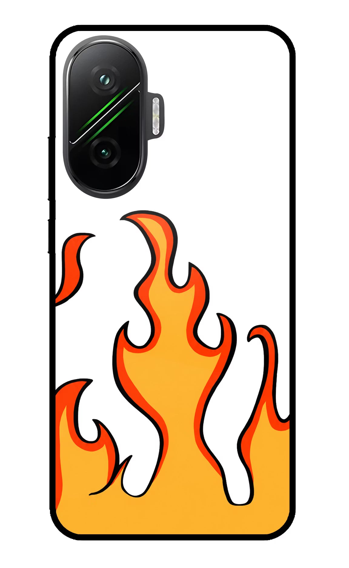 Fired Up – White Poco F7 5G Glass Case