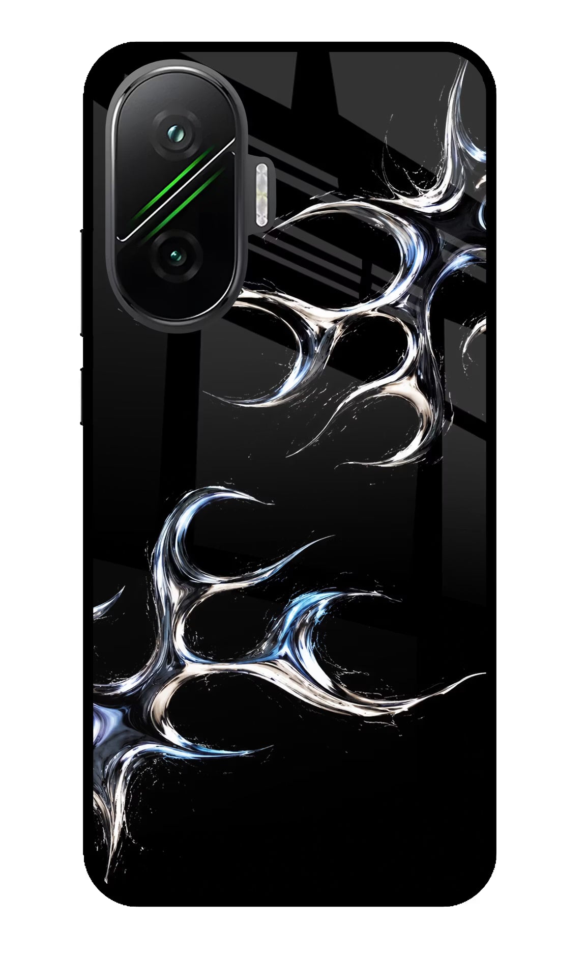 Chrome Tribal Poco F7 5G Glass Case Back Cover by Casekaro