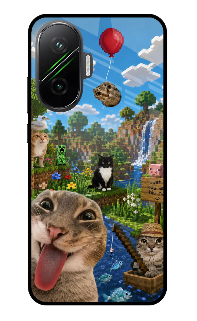 Minecraft Cat Chaos Poco F7 5G Glass Case