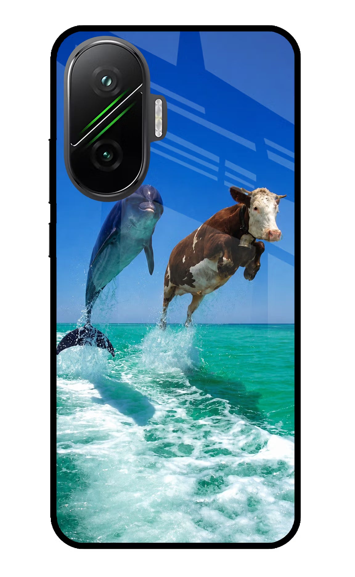 Dolphin vs Cow Poco F7 5G Glass Case