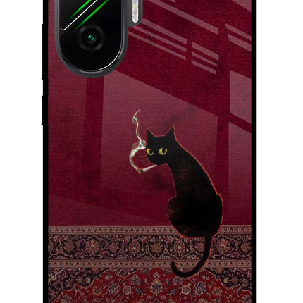 Midnight Cat Poco F7 5G Glass Case