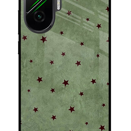 Green Stars Poco F7 5G Glass Case