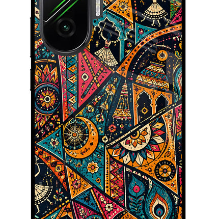 Folk Print Poco F7 5G Glass Case