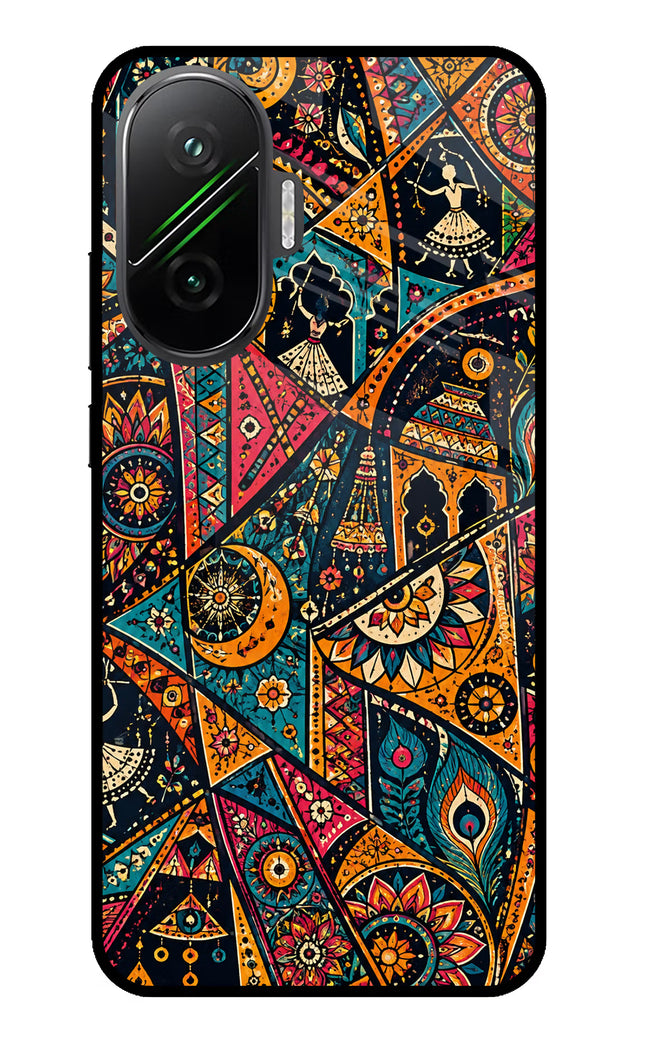 Folk Print Poco F7 5G Glass Case