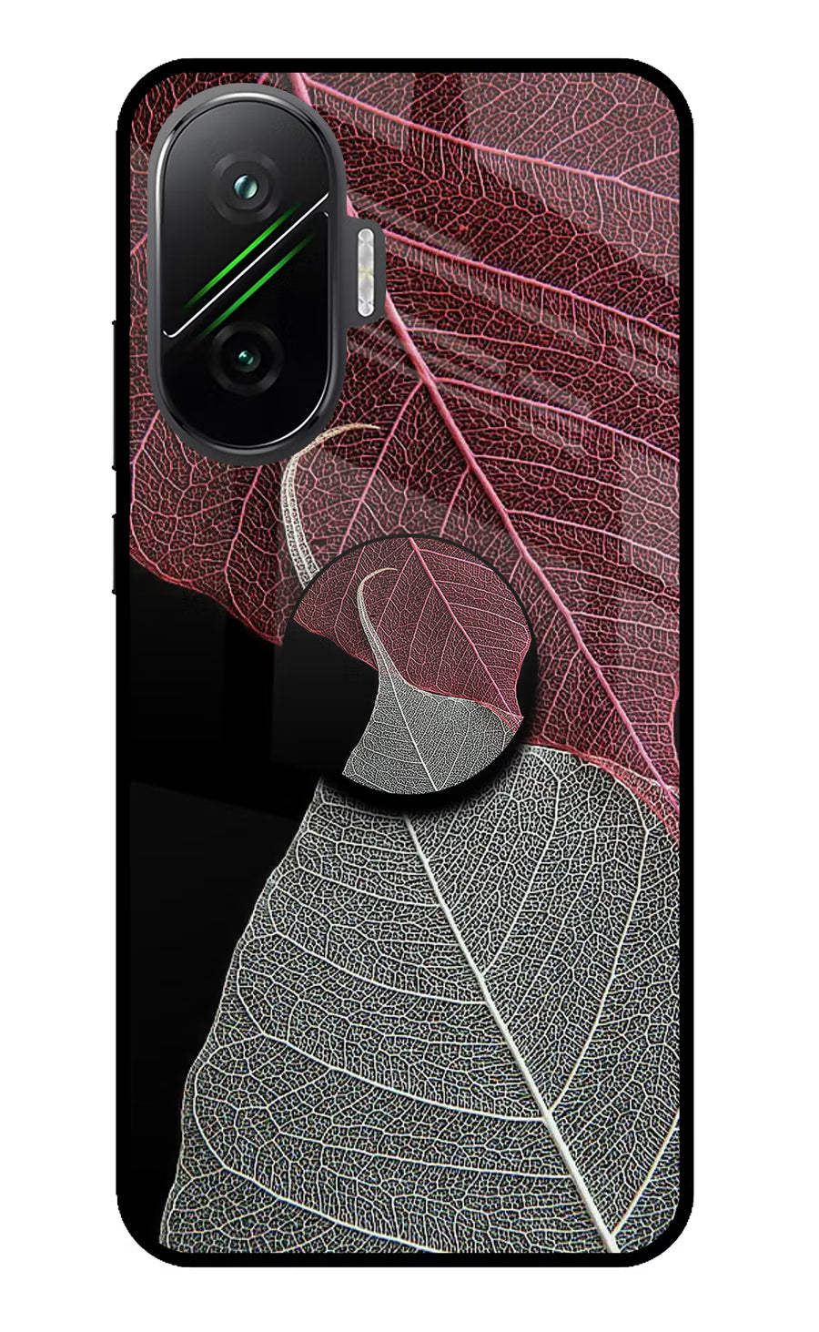 Leaf Pattern Poco F7 5G Pop Case, Glass case