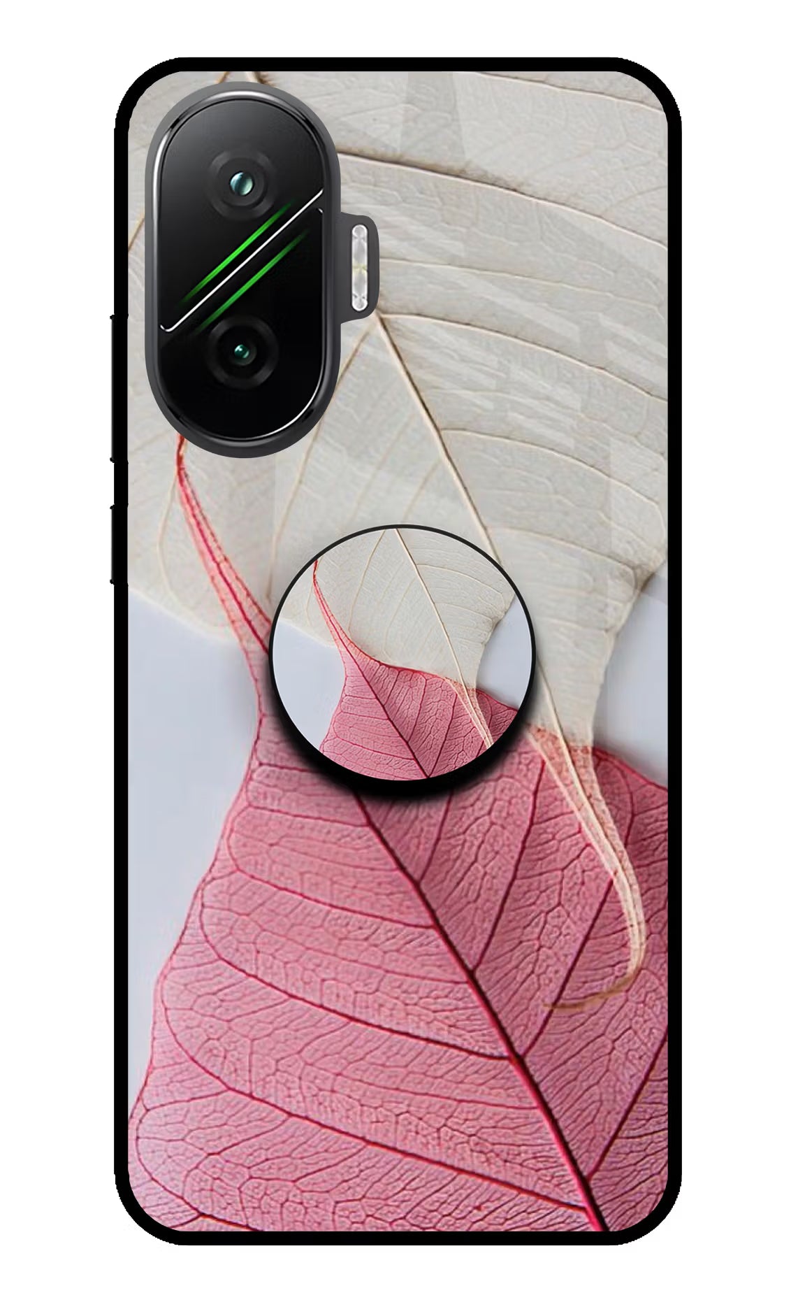 White Pink Leaf Poco F7 5G Pop Case by Casekaro