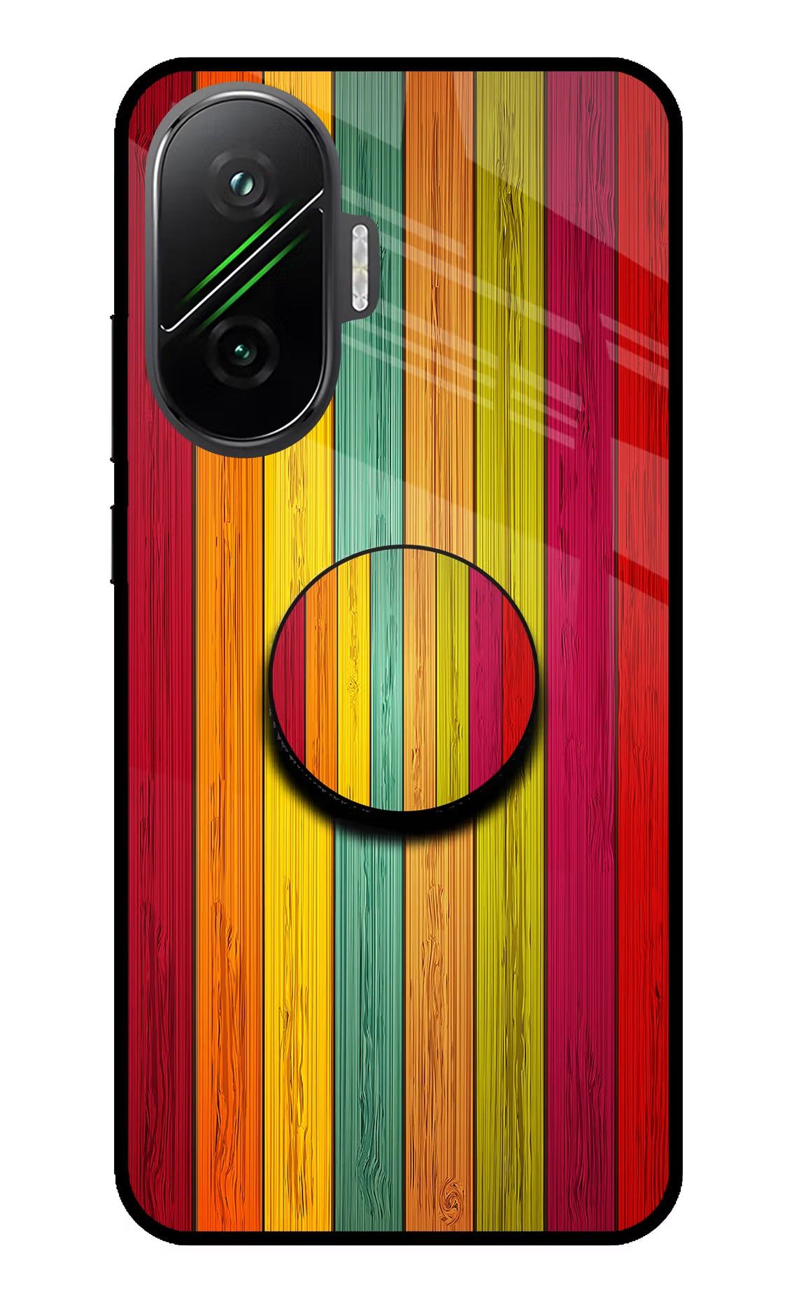 Multicolor Wooden Poco F7 5G Pop Case by Casekaro