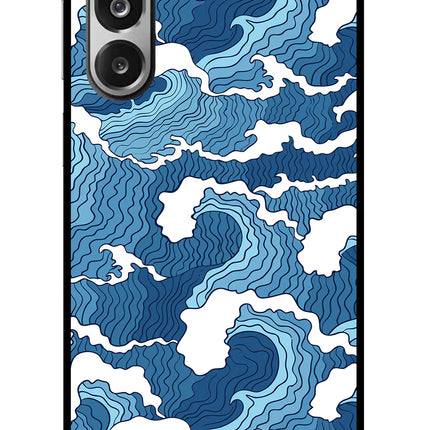 Blue Waves Samsung F36 5G Glass Case Back Cover by Casekaro