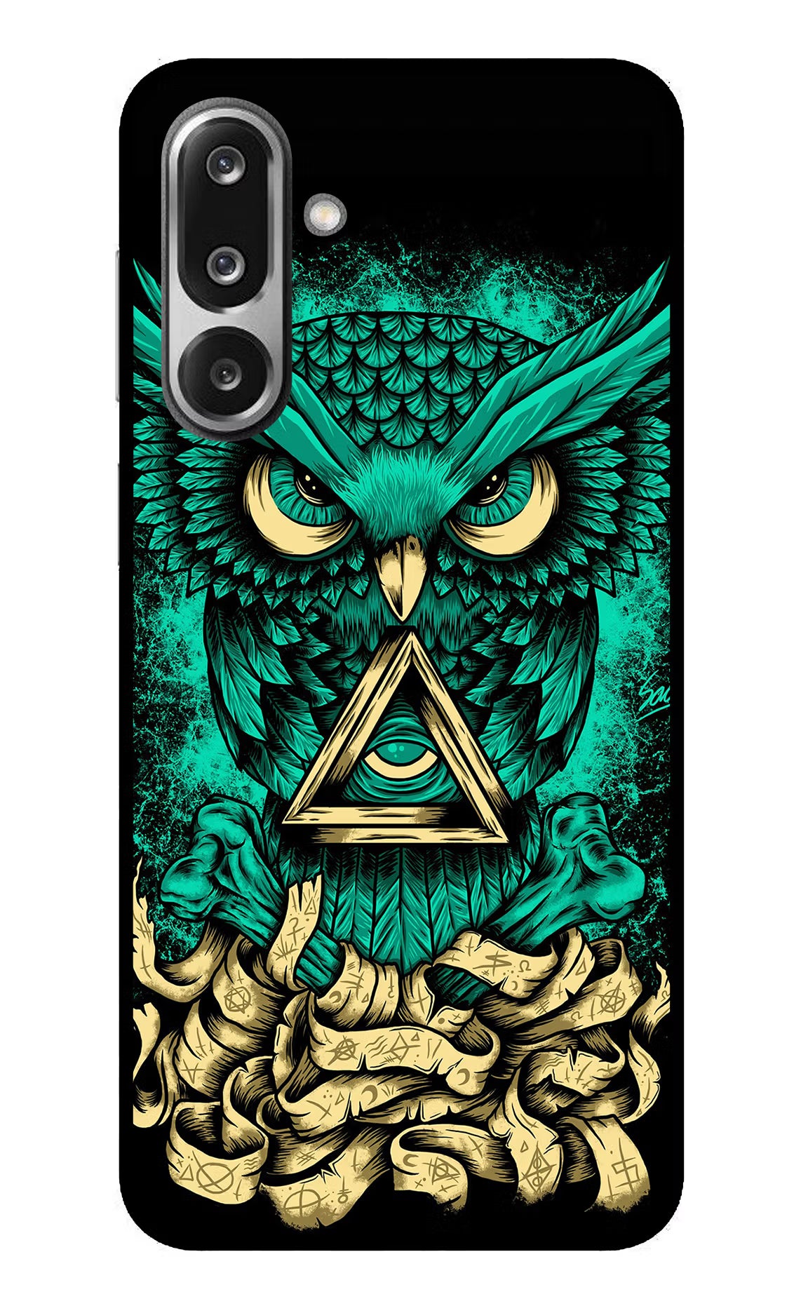 Green Owl Samsung F36 5G Glass Case Back Cover by Casekaro