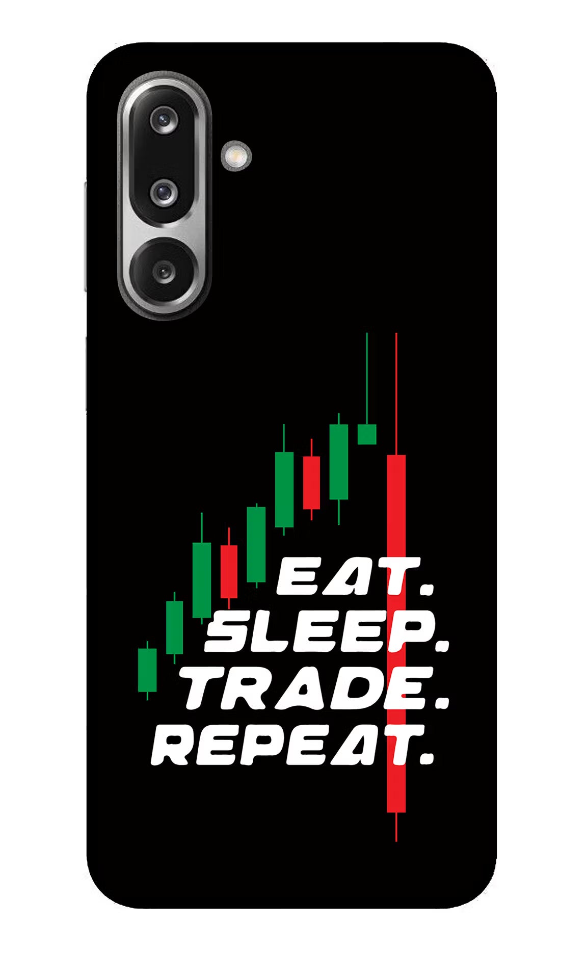 Eat Sleep Trade Repeat Samsung F36 5G Glass Case Back Cover by Casekaro