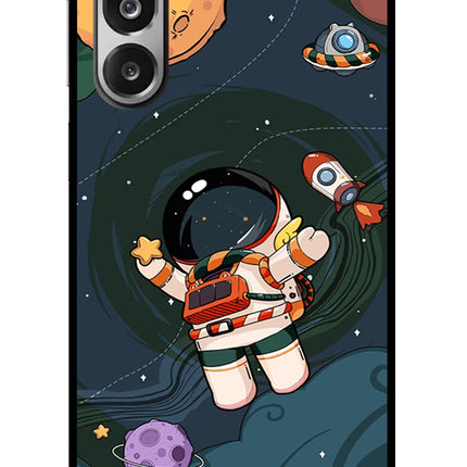 Cartoon Astronaut Samsung F36 5G Glass Case Back Cover by Casekaro