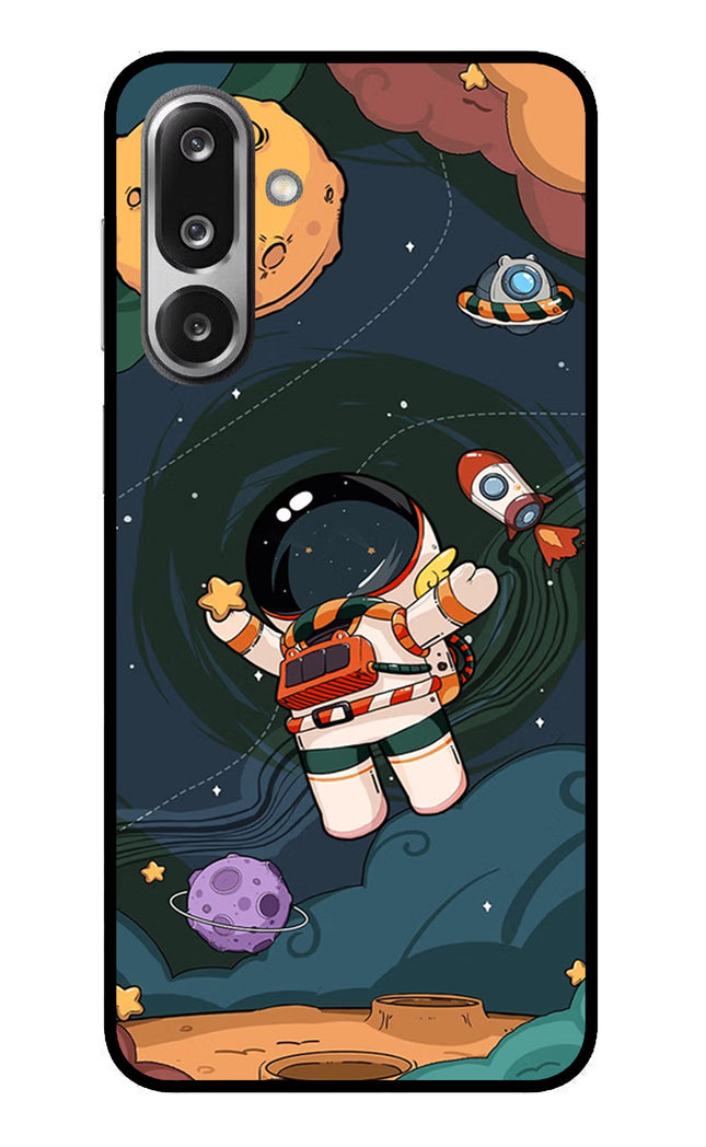 Cartoon Astronaut Samsung F36 5G Glass Case Back Cover by Casekaro