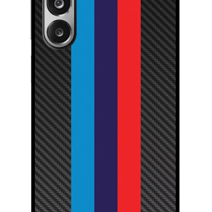 BMW Stripes Pattern Samsung F36 5G Glass Case Back Cover by Casekaro