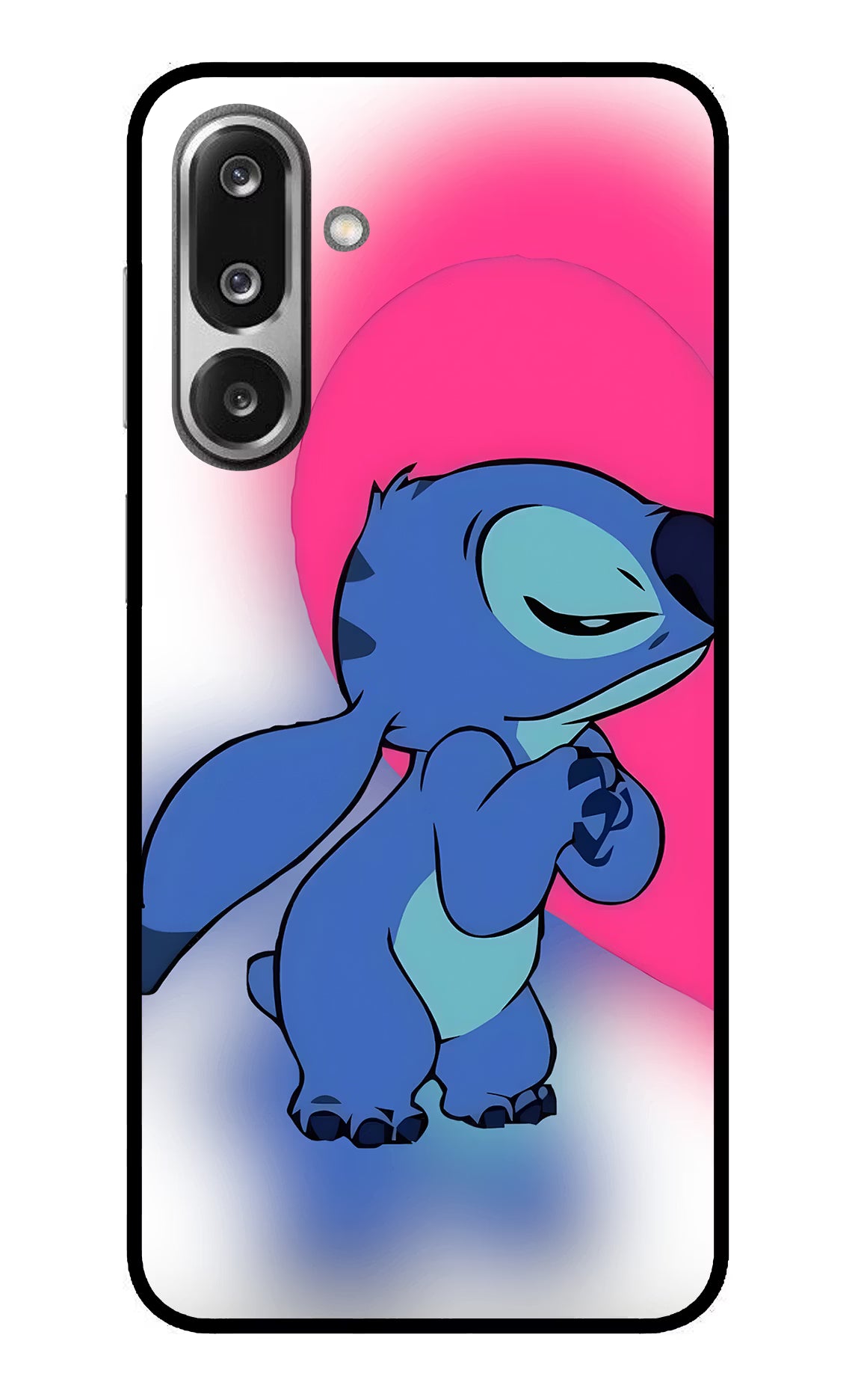 Stitch Hug Samsung F36 5G Glass Case Back Cover by Casekaro