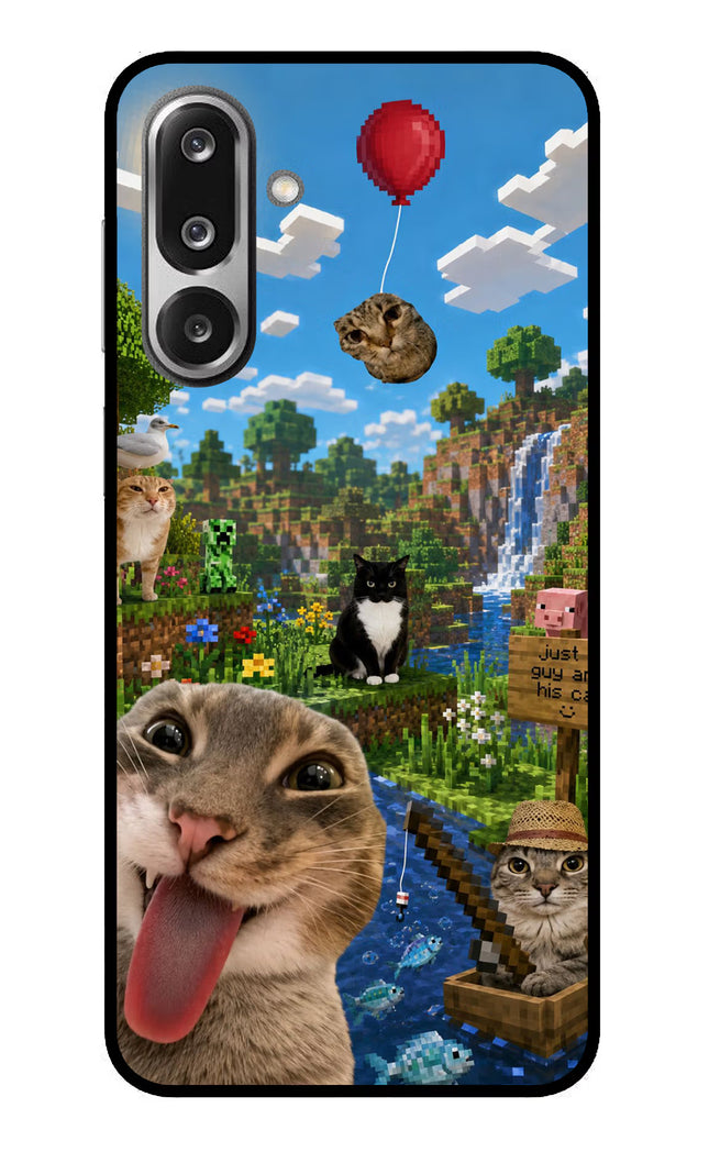 Minecraft Cat Chaos Samsung F36 5G Glass Case Back Cover by Casekaro