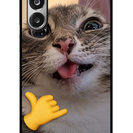 Silly Cat Call Samsung F36 5G Glass Case Back Cover by Casekaro
