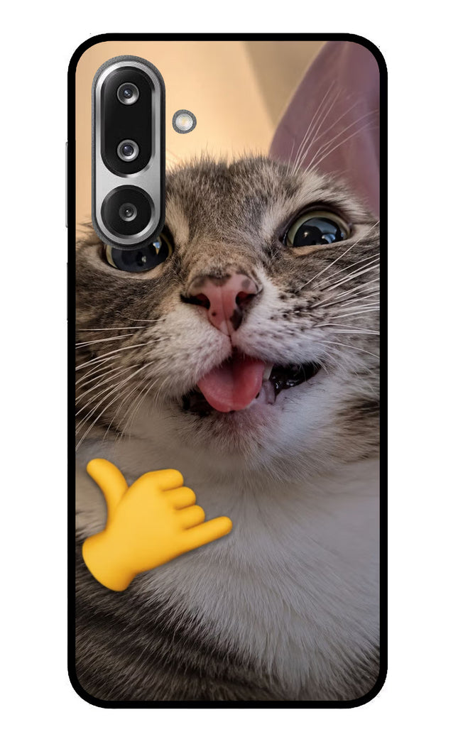 Silly Cat Call Samsung F36 5G Glass Case Back Cover by Casekaro