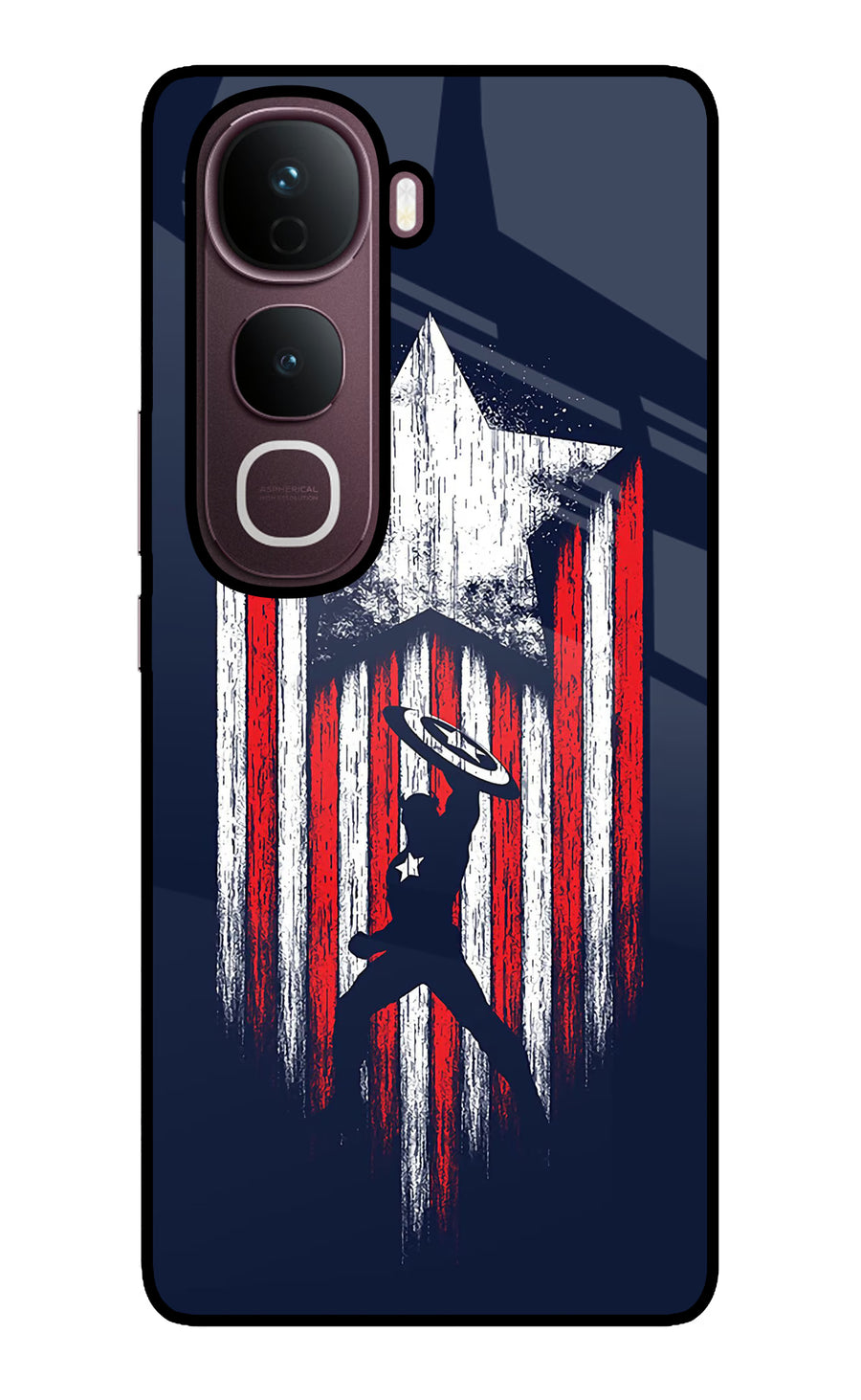 Captain America Marvel Art Vivo Y400 Pro 5G Back Cover, Glass case