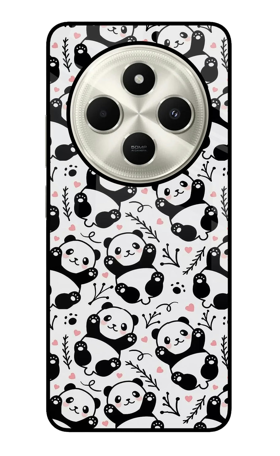 Cute Panda Poco C75 5G Back Cover, Glass case