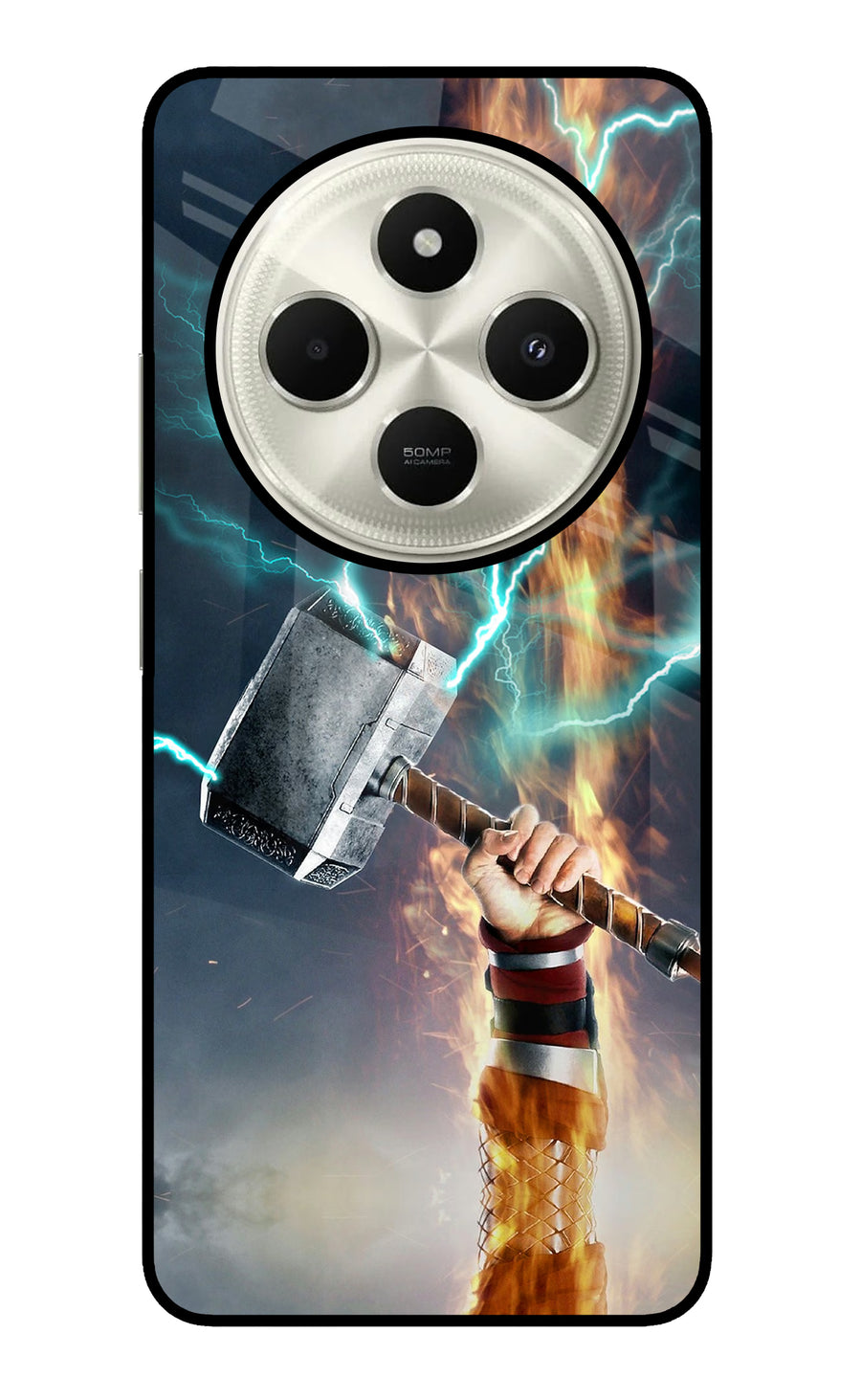 Thor Hammer Mjolnir Poco C75 5G Back Cover, Glass case