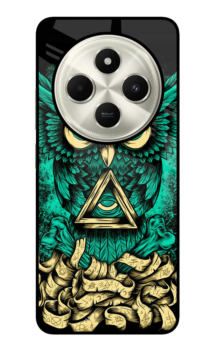 Green Owl Poco C75 5G Back Cover, Glass case