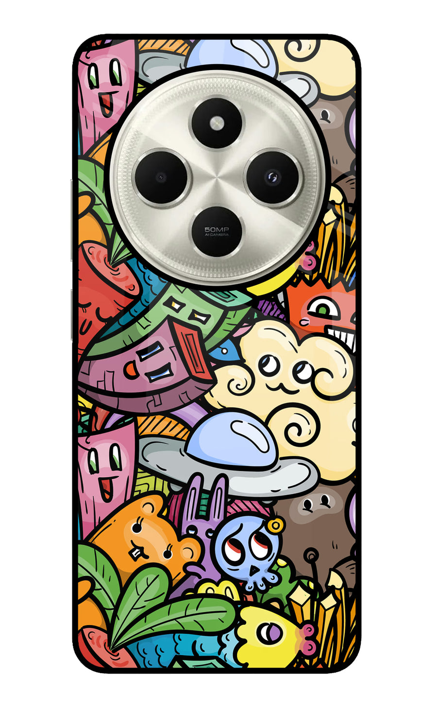 Veggie Doodle Poco C75 5G Back Cover, Glass case