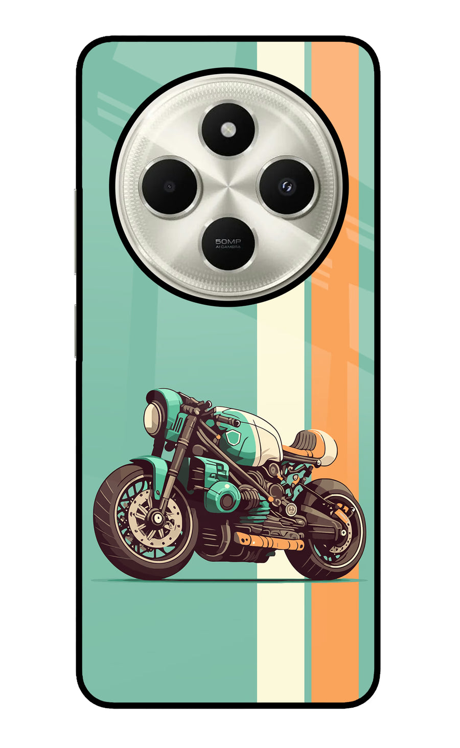 Striped Moto Drift Poco C75 5G Back Cover, Glass case