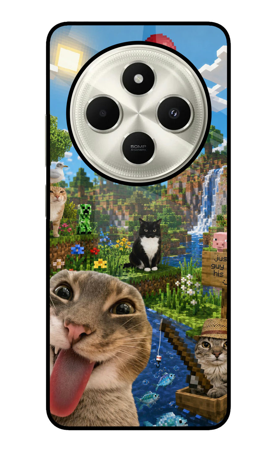 Minecraft Cat Chaos Poco C75 5G Back Cover, Glass case