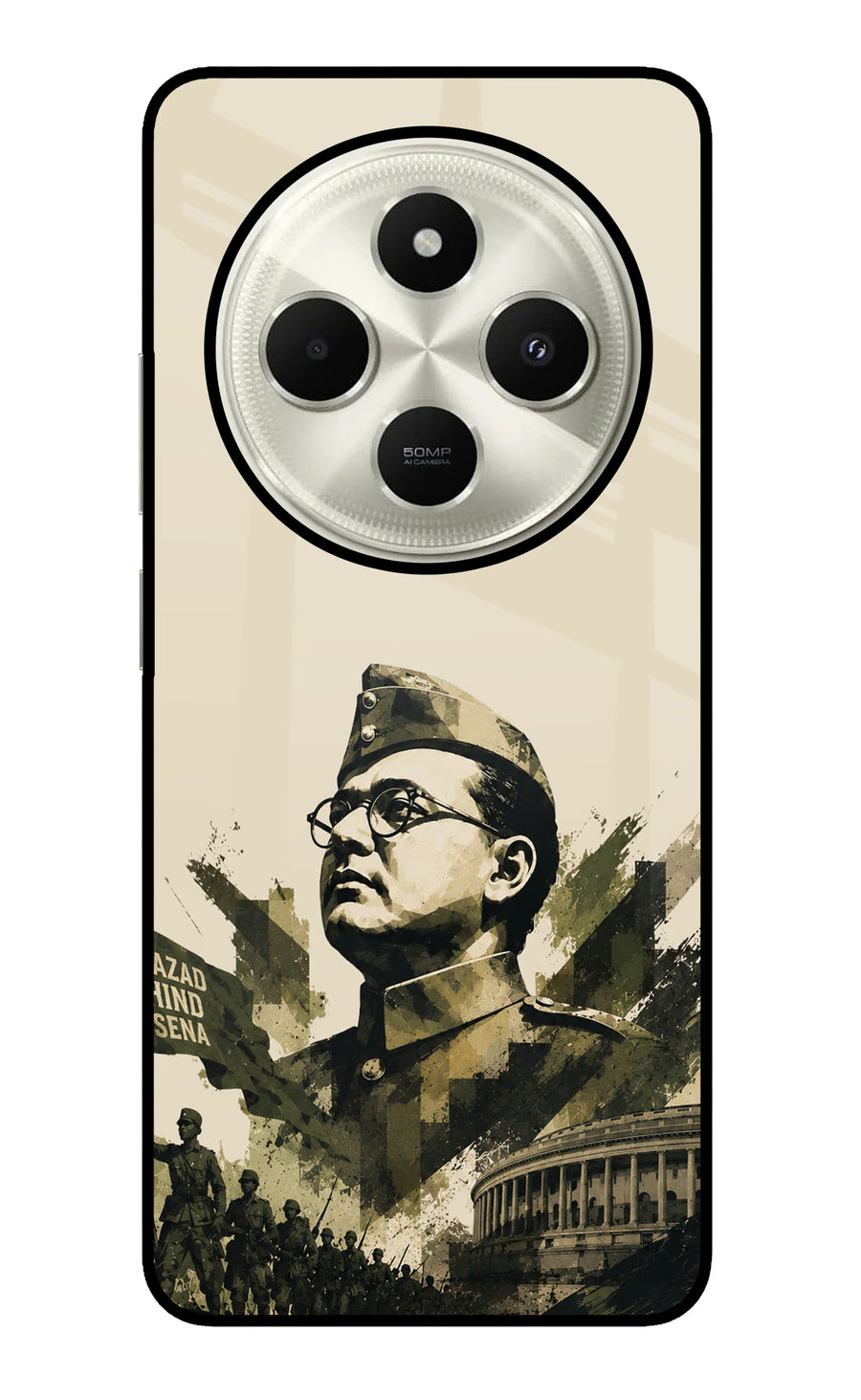 Netaji Rising Poco C75 5G Back Cover, Glass case